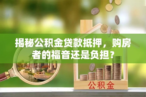 高树揭秘公积金贷款抵押，购房者的福音还是负担？